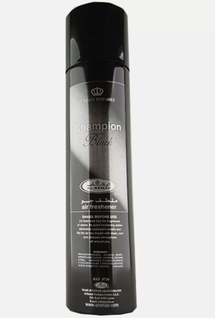 Pack of 6- Champion Black 300ml Air Freshener by Al Rehab